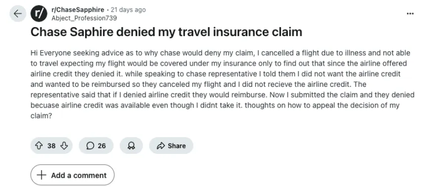 Chase denied screenshot